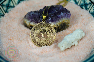 Meditation Tree of life - gold brass pendant jewelry Tantilly 