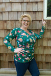 Tantilly Twisted Top - Green Flower Field shirt Tantilly 