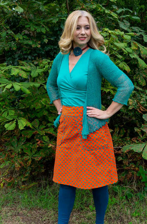 Sherry cotton corduroy skirt - orange green dots