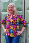 Ventenilla cotton blouse -made by Tantilly- rainbow kiwi shirt Tantilly 