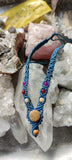 Handmade Macrame tiara necklace- agate blue jewelry Tantilly 