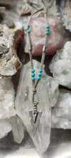 Handmade Macramé Necklace - silver arrow turquoise jewelry Tantilly 