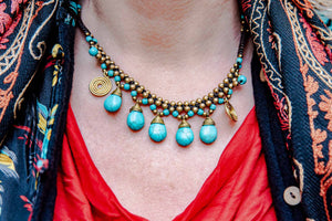 Handmade Gypsy Queen Necklace Beads - turquoise jewelry Tantilly 