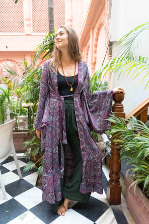 Divana maxi kimono- gemaakt door Tantilly - etnic print Venezuela purple