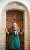 Ava winter dress-3/4 green -warm winter fabric made by Tantilly Every day dress Tantilly 