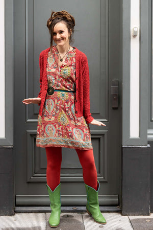 Retro tunic dress - made by Tantilly - red retro paisley - silkmix
