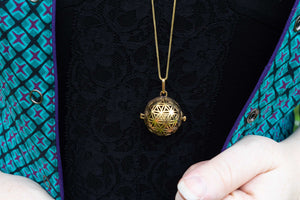 Flower of life- ball -gold brass necklace jewelry Tantilly 