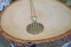 Flower of life- gold brass necklace jewelry Tantilly 