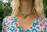 Handmade Macramé tiara necklace- turquoise princes crown jewelry Tantilly 