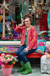 Embroidery boho jacket- inside cotton layer- made by Tantilly - red shades Every day dress Tantilly 