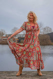 Boho maxi silk dress made by Tantilly - paisley red Every day dress Tantilly 