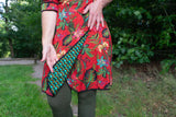 One dress - two sides- 100% cotton reversible wrap dress- red garden& retro flowers Reversible dress Tantilly 