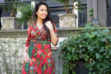 One dress - two sides- 100% cotton reversible wrap dress- red garden& retro flowers Reversible dress Tantilly 