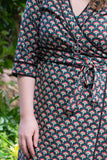 One dress- two sides -100% cotton reversible wrap dress- retro classic flower Reversible dress Tantilly 