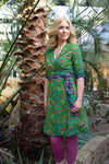 Reversible wrap dress - classic green flowers and watermelon turquoise Reversible dress Tantilly 