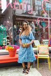 Summer flamenco wrap dress - sky flowers Wrap dress Tantilly 