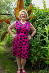 Yara dress - pink dots - made by tantilly high summer clothes Tantilly 