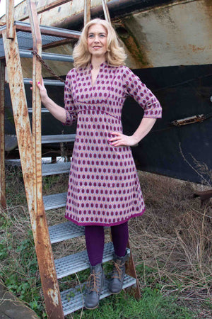 Tantilly's Bellflower cotton dress - retro purple