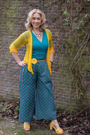 50's retro style pants- peacock - made by Tantilly- happy print