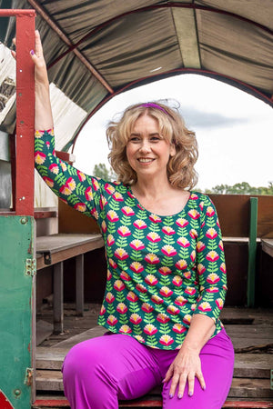 Missy top - abstract flowers -travelstof