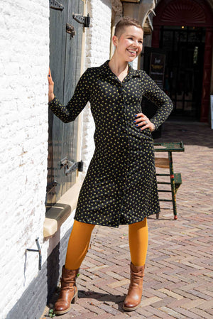 Amy dress/cardigan- yellow dots- 2 in one - made by tantilly winter dresses Tantilly 