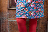 Zoe winter dress - petrol flower power- warm fabric made by Tantilly Made by tantilly tantilly 