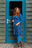 One dress- two sides 100% cotton reversible wrap dress- blue vision Reversible dress Tantilly 