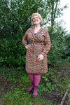Reversible winter dress- 100% cotton wrap dress -vintage forest Reversible dress Tantilly 