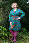 Reversible winter dress- 100% cotton wrap dress -vintage forest Reversible dress Tantilly 